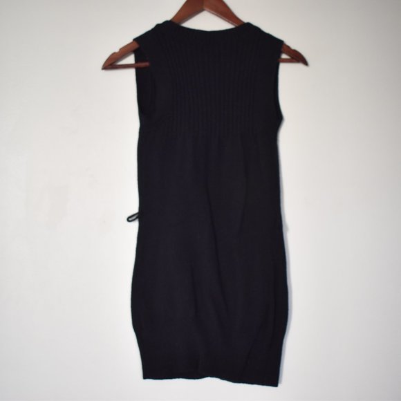 Guess black button up rib knit sleeveless cardigan with buttons & pockets - Picture 3 of 3